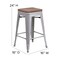 Merrick Lane Dalton Series Backless Metal Dining Stool with Wooden Seat for Indoor Use